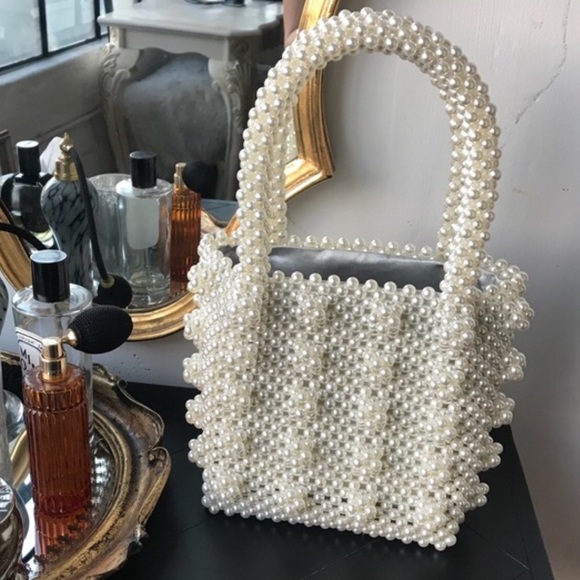 Ivory Faux Pearl Bead Bag - Picture 2 of 8